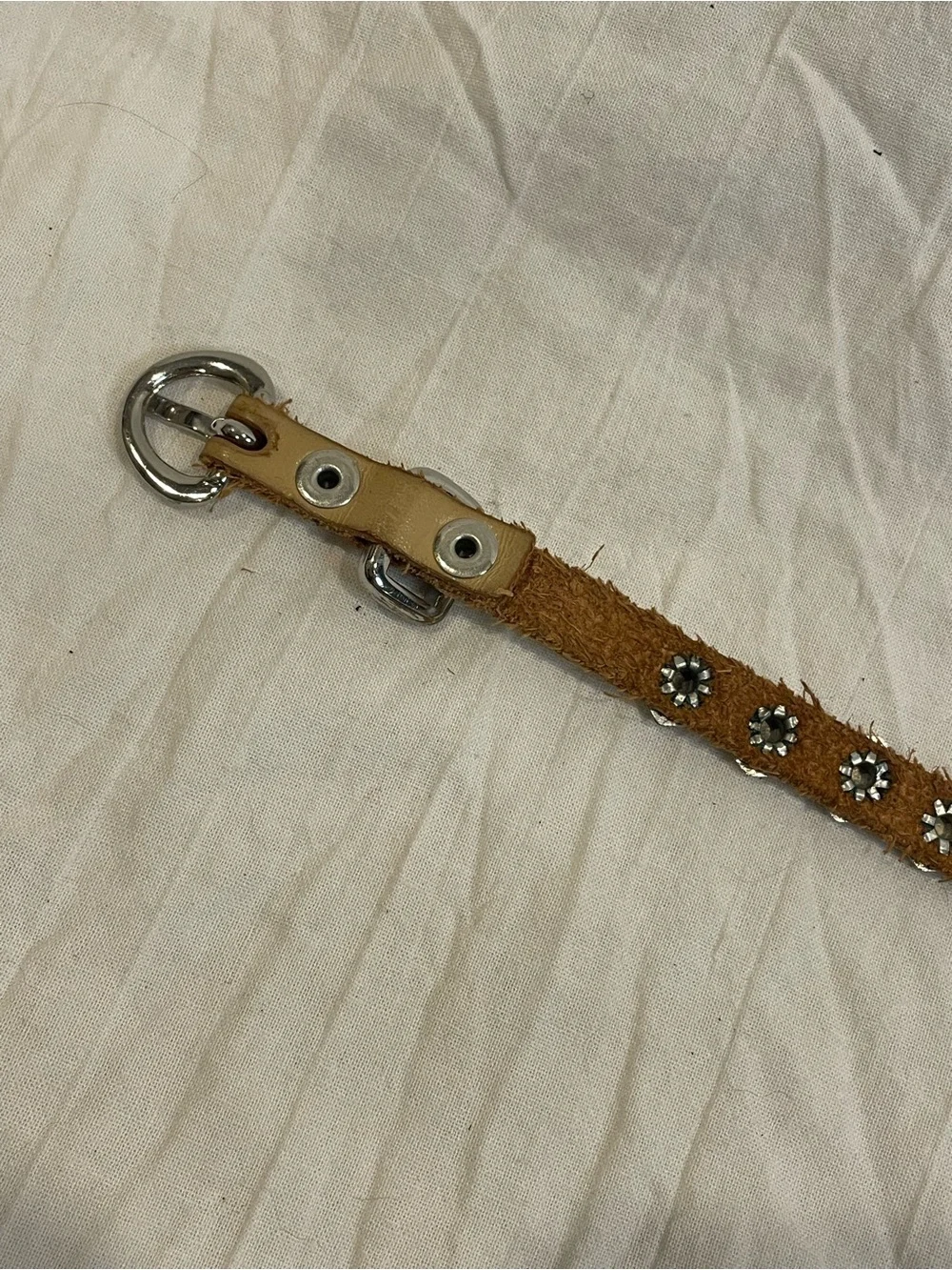 Leather Silver Hexagon Studded Wrap Belt Western Boho Y2K Tan